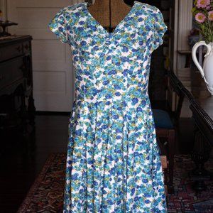 Vintage Green Floral Dress